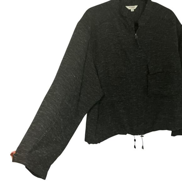 Max Studio Half-Zip Drawstring Hem Top – Charcoal – XL - Picture 4 of 4